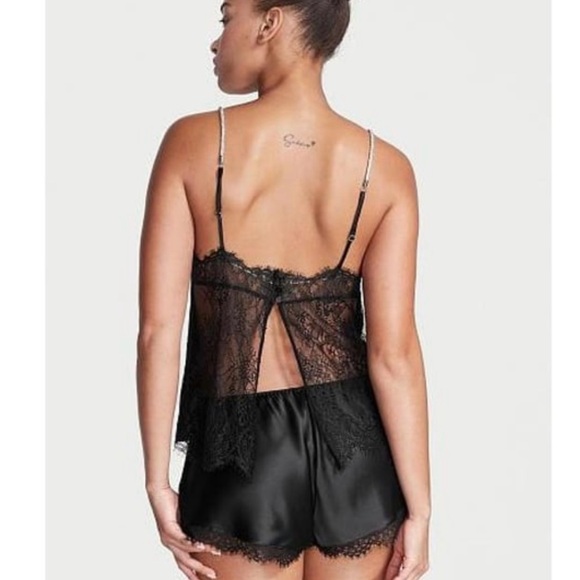 Victoria's Secret Black Satin Shine Strap Cami Set - Picture 2 of 5